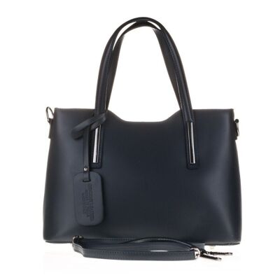 Borsa Tote Donna Cannobio Ruga Vera Pelle - Blu Navy