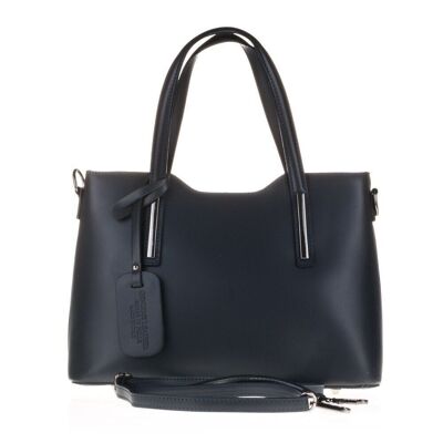 Cannobio Women's Tote Bag. Ruga Genuine Leather - Navy Blue