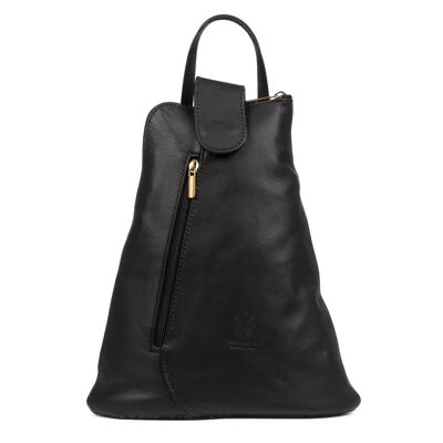 Montesilvano Women's backpack bag. Sauvage genuine leather - Black