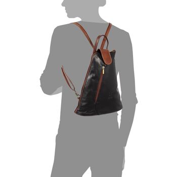 Sac à dos Montesilvano pour femme en cuir véritable Sauvage - Noir; Marron 9