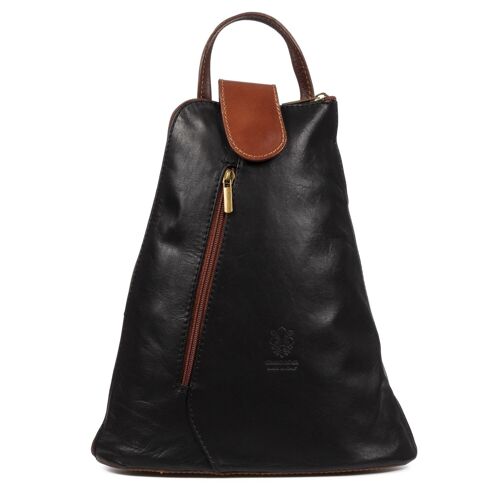 Montesilvano Bolso mochila Mujer.Piel auténtica Sauvage - Negro; Marrón