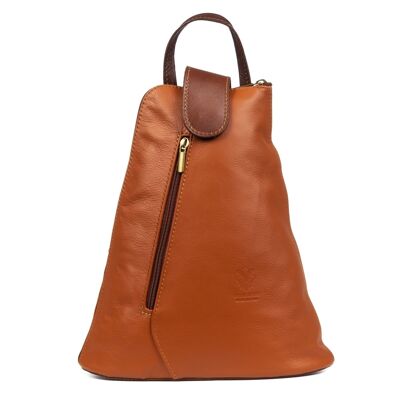 Montesilvano Women's backpack bag. Sauvage genuine leather - Leather; Brown