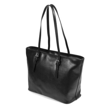 Casapulla Sac fourre-tout pour femme en cuir Saffiano véritable - Noir 8