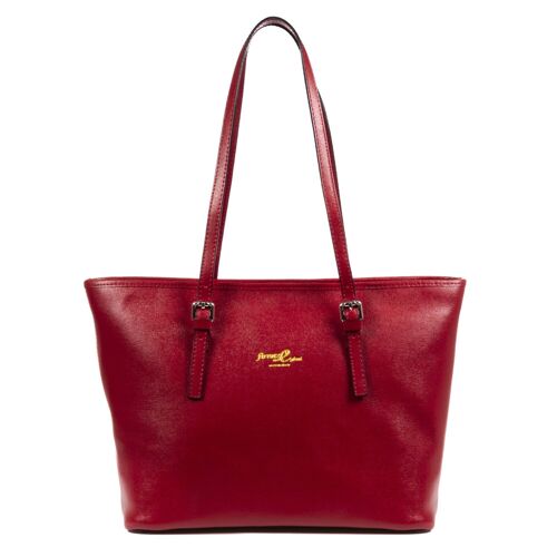 Casapulla Bolso tote Mujer.Piel auténtica Saffiano - Rojo