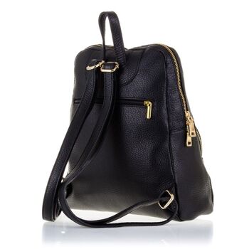 Monastier Sac à dos pour femme en cuir véritable Dollaro - Noir 8