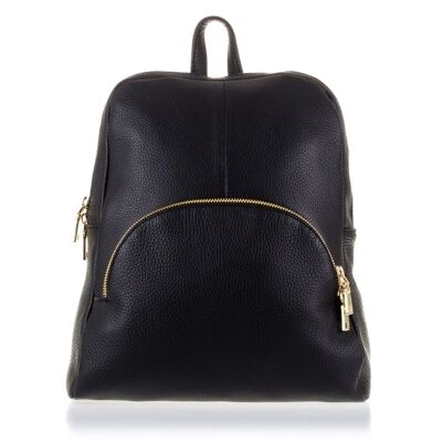 Monastier Women's backpack bag. Genuine leather Dollaro - Black