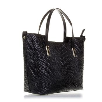 Sac fourre-tout Fiumicino pour femme Entrelacs gravés en cuir suédé - Noir 3