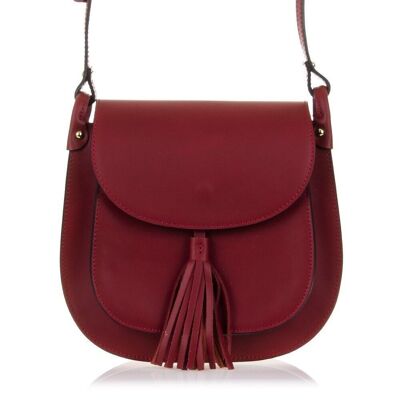 Imola Women's shoulder bag. Genuine leather Tamponato - Garnet
