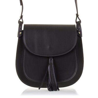 Imola Women's shoulder bag. Tamponato genuine leather - Dark Gray