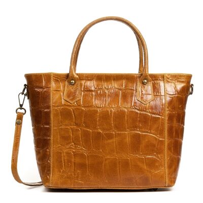Imperia Women's Tote Bag. Genuine Leather Crocodile Engraved Suede - Leather