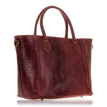 Sac fourre-tout Imperia pour femme en cuir véritable suédé gaufré serpent - grenat foncé 8