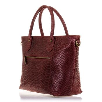 Sac fourre-tout Imperia pour femme en cuir véritable suédé gaufré serpent - grenat foncé 9