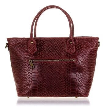 Sac fourre-tout Imperia pour femme en cuir véritable suédé gaufré serpent - grenat foncé 5