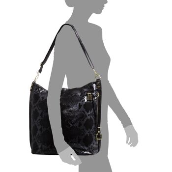 Sac Shopper Femme Lavis en Vrai Cuir Velours Python 9