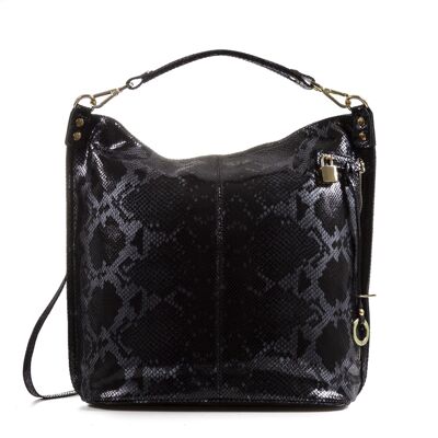 Lavis Woman Shopper Bag. Genuine Python Suede Leather