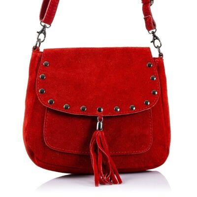 Alessandra Woman shoulder bag. Genuine Suede Leather