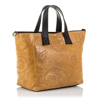 Sac Cabas Femme Cassandra Cuir Véritable Daim Gravure Arabesque - Cuir 3