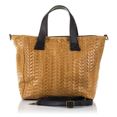 Chiara Damen-Einkaufstasche aus echtem Leder und Wildleder mit geometrischer Gravur