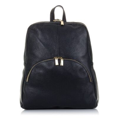 Monastier Women's Backpack Bag. Genuine Leather Dollaro - Dark Blue