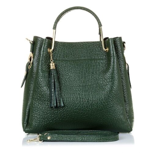 Vivalda Bolso tote Mujer.Piel auténtica Dollaro - Verde Oscuro