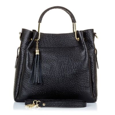 Vivalda Women's tote bag. Genuine leather Dollaro - Black