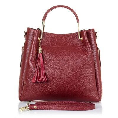 Vivalda Women's tote bag. Dollaro genuine leather - Garnet