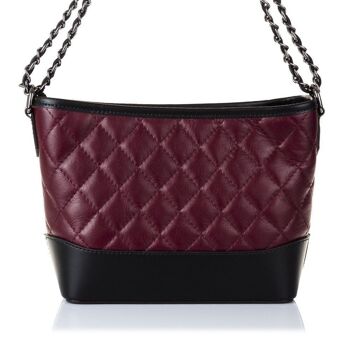 Claretta Sac à bandoulière pour femme en cuir véritable Ruga Quilted Leather - Grenat 6