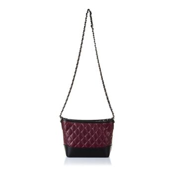 Claretta Sac à bandoulière pour femme en cuir véritable Ruga Quilted Leather - Grenat 4