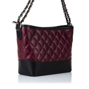 Claretta Sac à bandoulière pour femme en cuir véritable Ruga Quilted Leather - Grenat 5