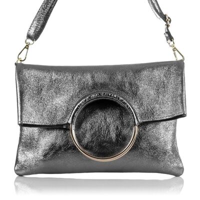 Adrienna Women's shoulder bag.Genuine Leather Suede Lacquered
