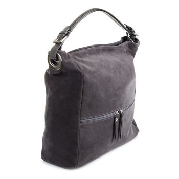 Marcella Sac à Bandoulière pour Femme en Cuir Véritable Daim - Gris 7