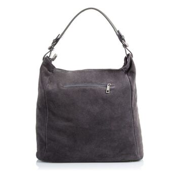 Marcella Sac à Bandoulière pour Femme en Cuir Véritable Daim - Gris 8