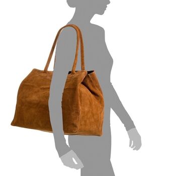 Sac Shopper Femme Annagrazia en Cuir Véritable Daim - Cuir 9