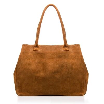Annagrazia Woman Shopper Bag. Genuine Leather Suede - Leather