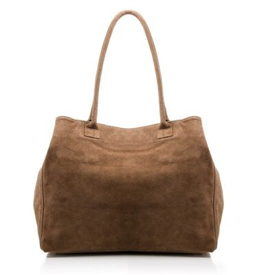 Annagrazia Women's Shopper Bag. Genuine Suede Leather - Brown