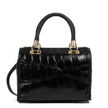 Catena Sac fourre-tout pour femme Grand modèle en cuir suédé gaufré Crocodile - Noir 6