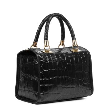 Catena Sac fourre-tout pour femme Grand modèle en cuir suédé gaufré Crocodile - Noir 7