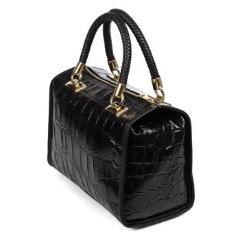 Catena Sac fourre-tout pour femme Grand modèle en cuir suédé gaufré Crocodile - Noir 8