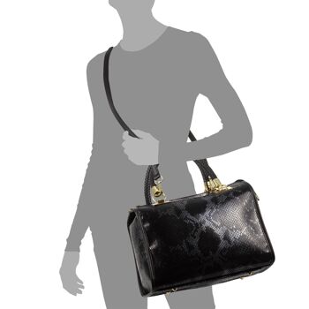 Sac fourre-tout Catena pour femme en cuir suédé véritable python - noir 9