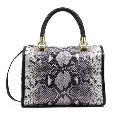 Catena Women's Tote Bag. Genuine Python Suede Leather - Gray