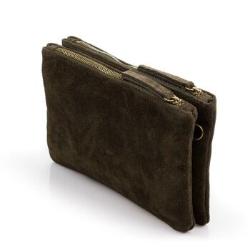 Azelia Sac à bandoulière pour femme en cuir suédé véritable - vert foncé 8