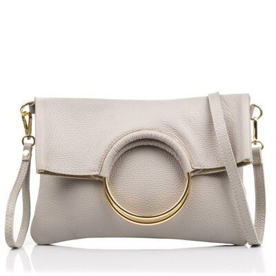 Corinna Women's Shoulder Bag. Genuine Leather Dollaro - Light Gray