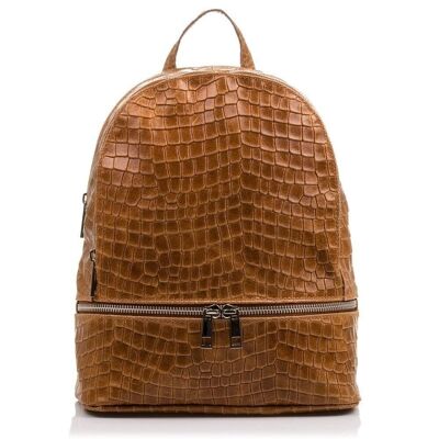 Costanza Women's backpack bag. Genuine Leather Suede Engraving Snake - Leather