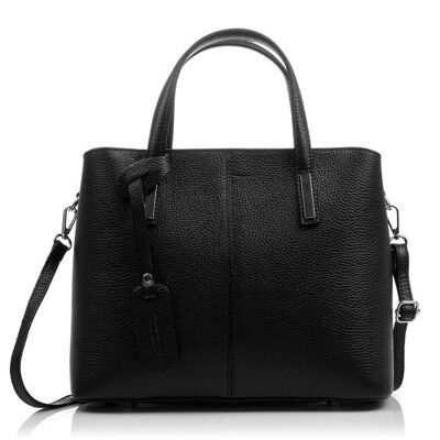 Editta Women's Tote Bag. Dollaro Genuine Leather - Black