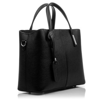 Sac fourre-tout Editta pour femmes en cuir véritable Dollaro - Noir 2