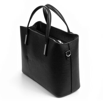 Sac fourre-tout Editta pour femmes en cuir véritable Dollaro - Noir 3