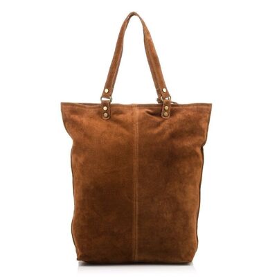 Enimia Woman Shopper Bag. Genuine Suede Leather