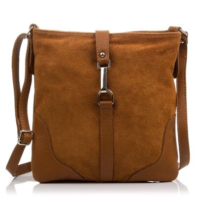 Ermelinda Women's shoulder bag. Genuine Suede Leather