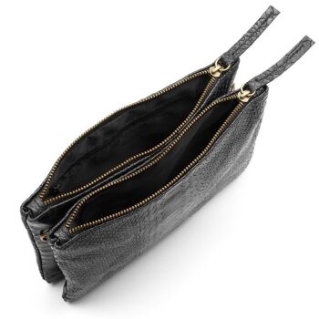 Sac à bandoulière Ersilia pour femme en cuir véritable daim gravure serpent - noir 10