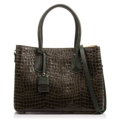 Felicia Woman tote bag. Genuine Leather Suede Engraving Snake